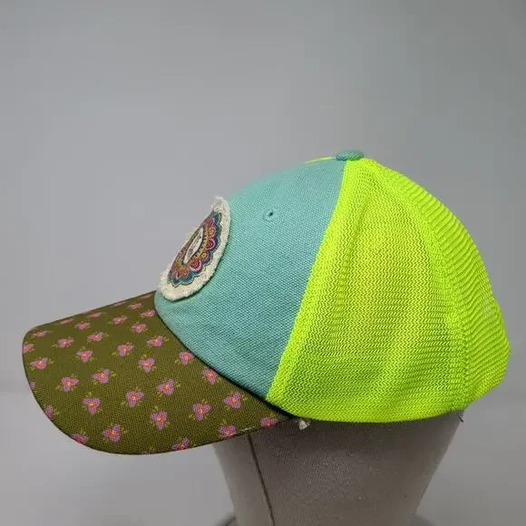 Natural Life Trucker Hat Blue Yellow One Size Live Happy Patch Floral Brim - Picture 3 of 9